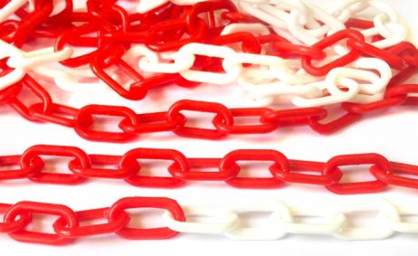 Catena di segnalazione in plastica 3 mm, bianco/rosso