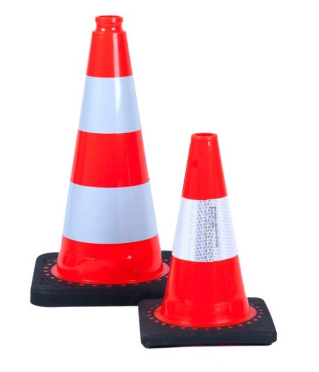 Cono da cantiere 500 mm in PVC con base pesante - Rifrangente R1