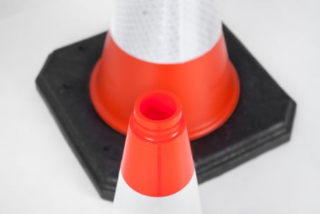 Cono da cantiere 500 mm in PVC con base pesante - Rifrangente R1