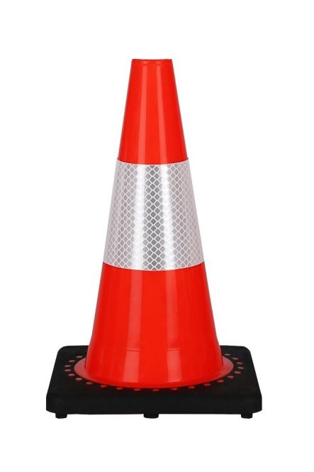 Cono stradale 300 mm PVC riciclato rifrangente R2