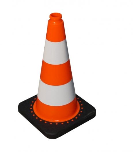 Cono da cantiere 500 mm in PVC con base pesante - Rifrangente R1
