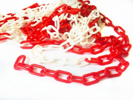 Catena di segnalazione in plastica 3 mm, bianco/rosso