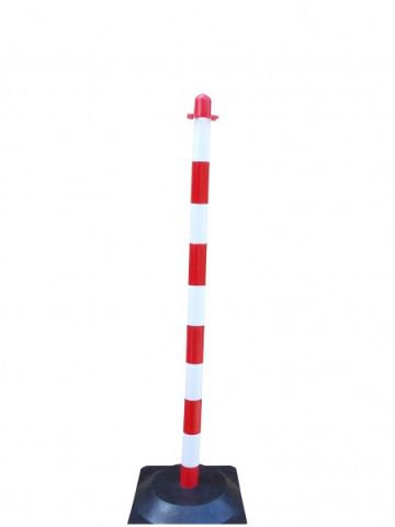 Colonnina delimitazione 1300 mm con base in gomma, bianco/rosso