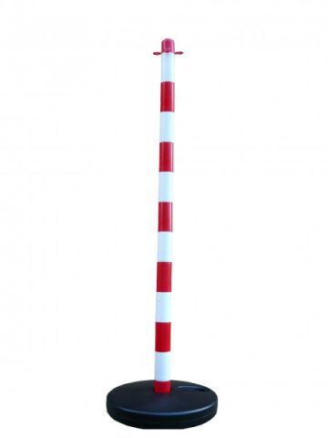 Colonnina delimitazione 1300 mm con base in plastica, bianco/rosso