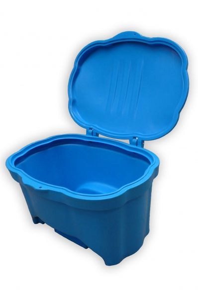 Zand- en zoutbak 70 liter ovaal blauw