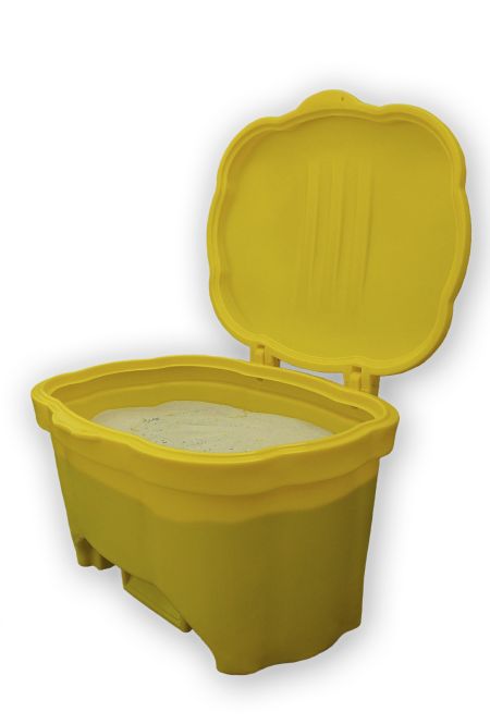Strooizoutbak en zandbak 400 liter – Geel met deksel