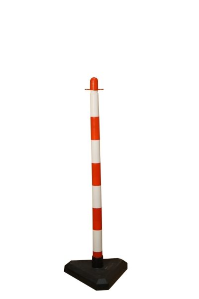 Afzetpaal voor Kettingen 90 cm Rood/Wit met Betonvoet