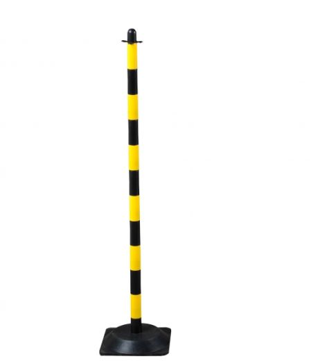 Kettingpaal 1300 mm, rubberen voet, geel/zwart