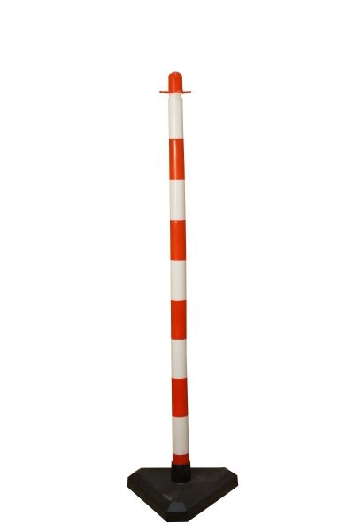 Kettingpaal 1100 mm, betonvoet, wit/rood