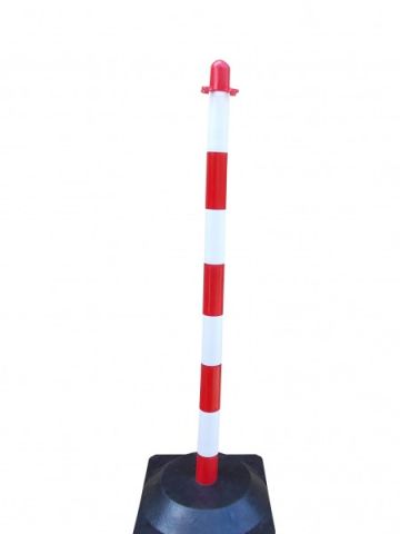 Afzetpaal voor Kettingen 90 cm Rood/Wit met Rubberen Voet