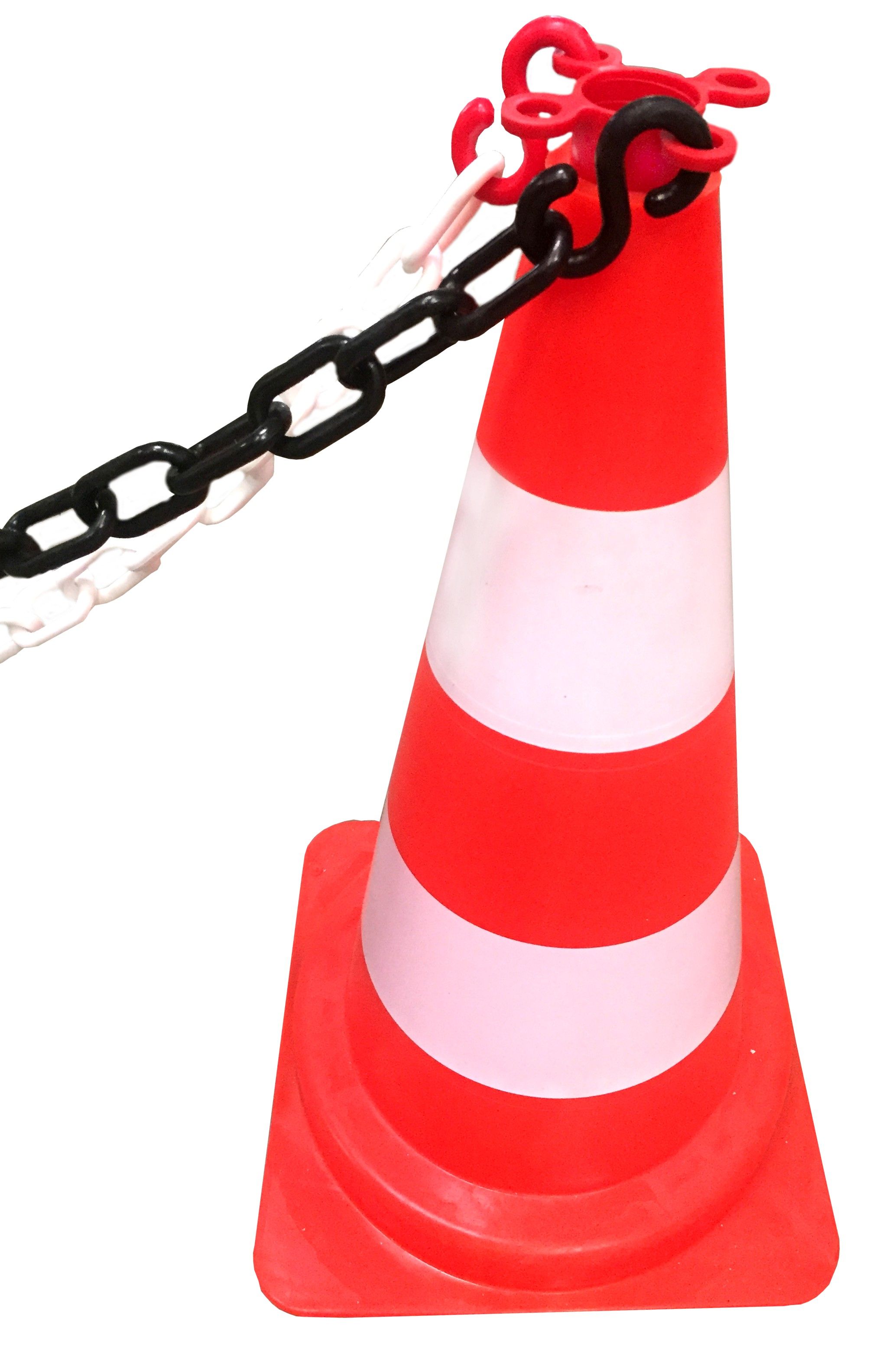 Kunststof Afzetketting 8 mm - Wit/Rood (per meter)