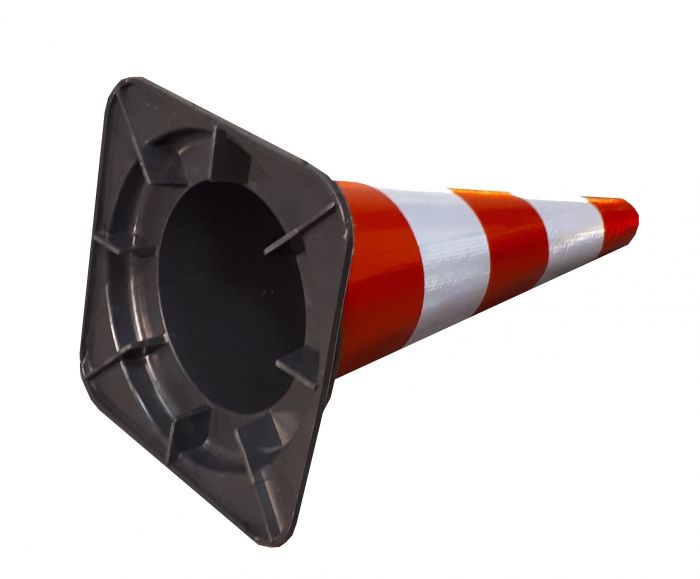 Pylon 540 mm PVC 1,6 kg reflecterend R2 met zwarte voet