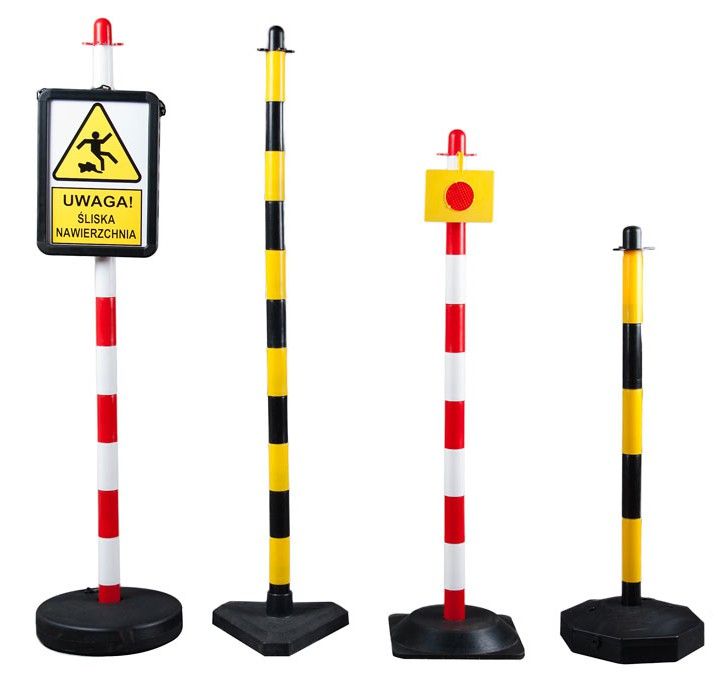 Afzetpaal voor Kettingen 90 cm Geel/Zwart met Rubberen Voet