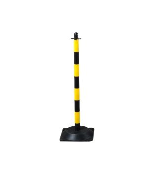 Afzetpaal voor Kettingen 90 cm Geel/Zwart met Rubberen Voet
